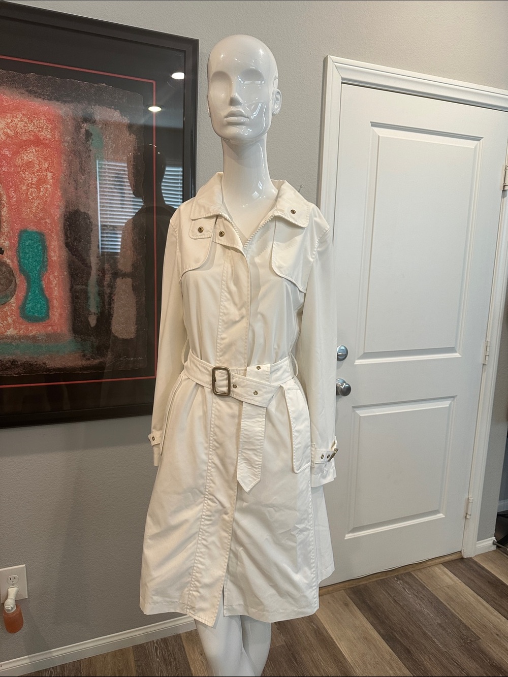 Burberry Cream Belted Trench Coat
